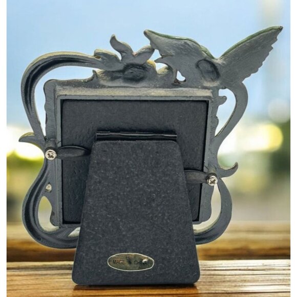 Set of 2 Vintage Style Ornate Enamel Hummingbird Flower Photo Frame 3.5x5 & 2x2 - Picture 5 of 12